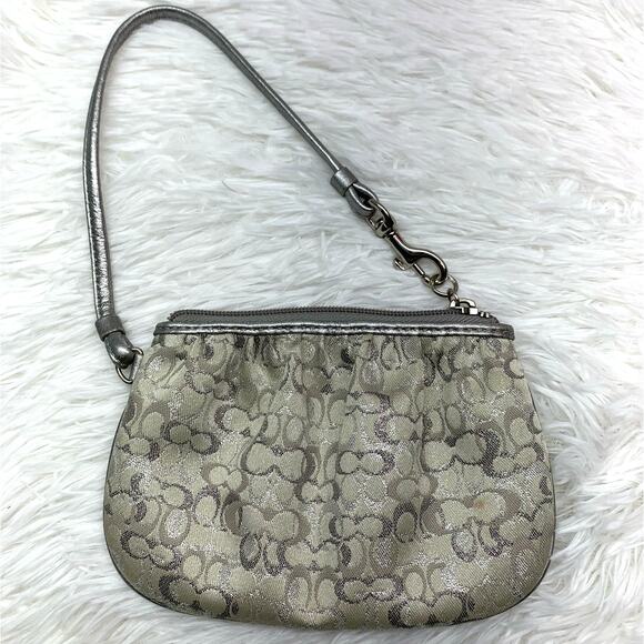COACH Silver Gray Wristlet - Picture 1 of 7